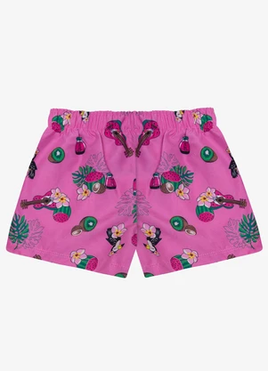 Rovi Kids - Shorts Feminina Tactel Estampado Rosa - ROVI KIDS