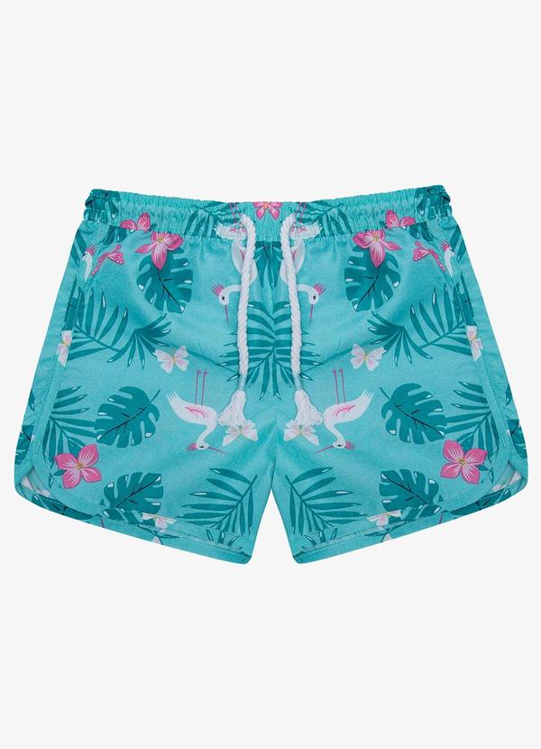 Rovi Kids - Shorts Feminina Tactel Estampado Verde