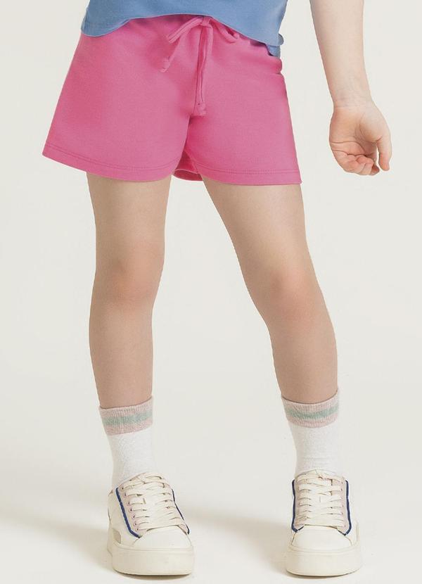 Cativa Kids - Shorts Feminino Básico com Amarração Rosa