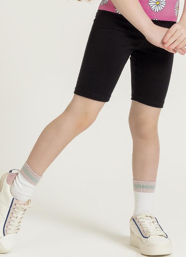 Cativa Kids - Shorts Feminino Básico em Cotton Preto