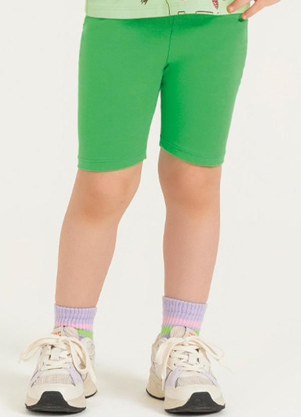 Cativa Kids - Shorts Feminino em Cotton Básico Verde 1