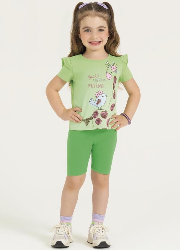 Cativa Kids - Shorts Feminino em Cotton Básico Verde 2