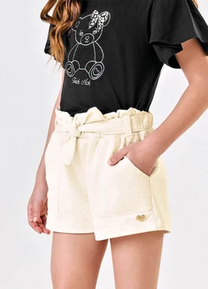 Rovitex - Shorts Feminino Infantil Cós e Bolso Bege - ROVITEX