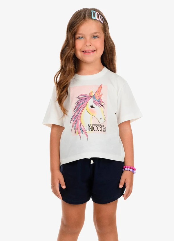 Rovi Kids - Shorts Feminino Moletom Azul 1