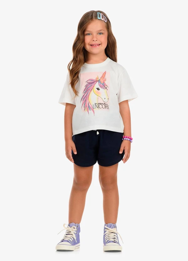 Rovi Kids - Shorts Feminino Moletom Azul 3