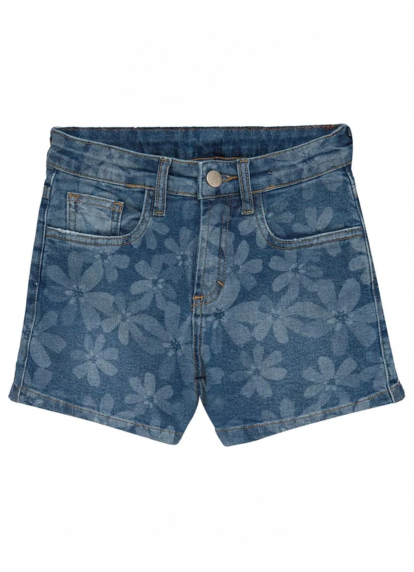 Malwee Kids - Shorts Floral Mom Jeans Azul 1