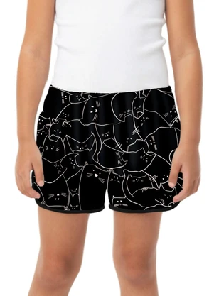 Malwee Kids - Shorts Gatinhos em Cotton Preto - MALWEE KIDS