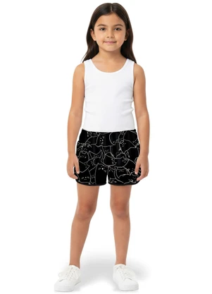 Malwee Kids - Shorts Gatinhos em Cotton Preto - MALWEE KIDS