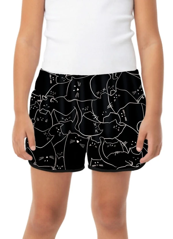 Malwee Kids - Shorts Gatinhos em Cotton Preto 1