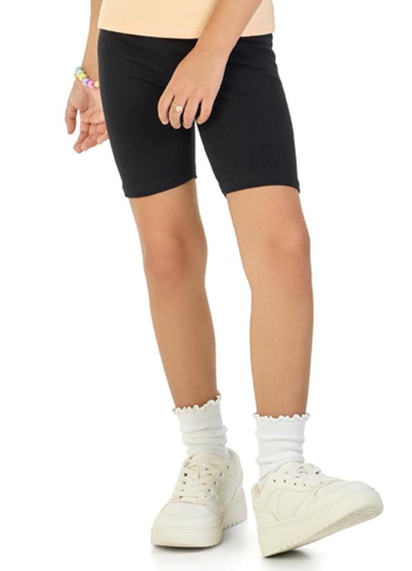 Marlan - Shorts Infantil em Cotton Penteado Preto