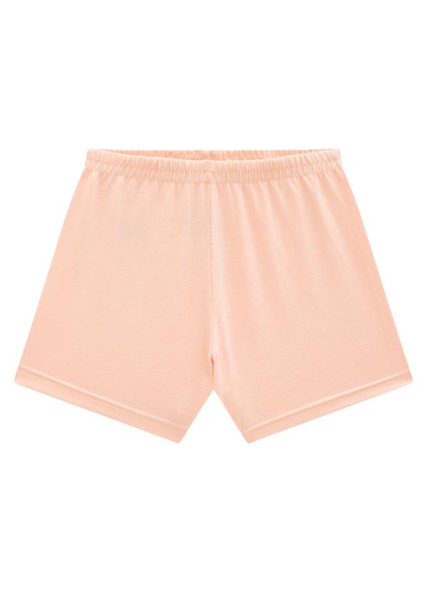 Marlan - Shorts Infantil em Cotton Penteado Rosa 1