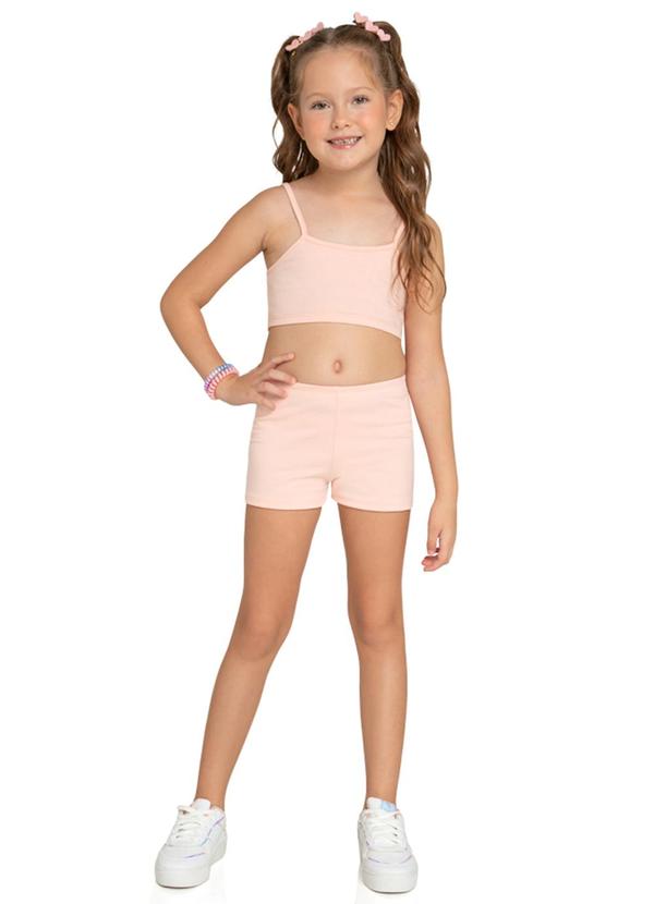Marlan - Shorts Infantil em Cotton Penteado Rosa 2