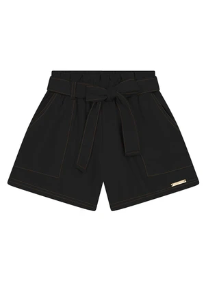 Trick Nick - Shorts Infantil em Moletinho Denim Preto - TRICK NICK