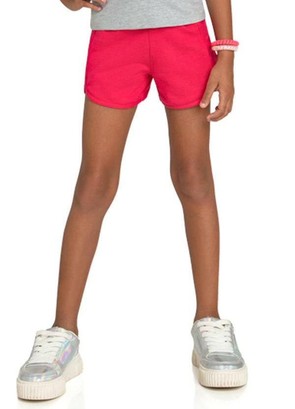Marlan - Shorts Infantil em Moletinho Rosa