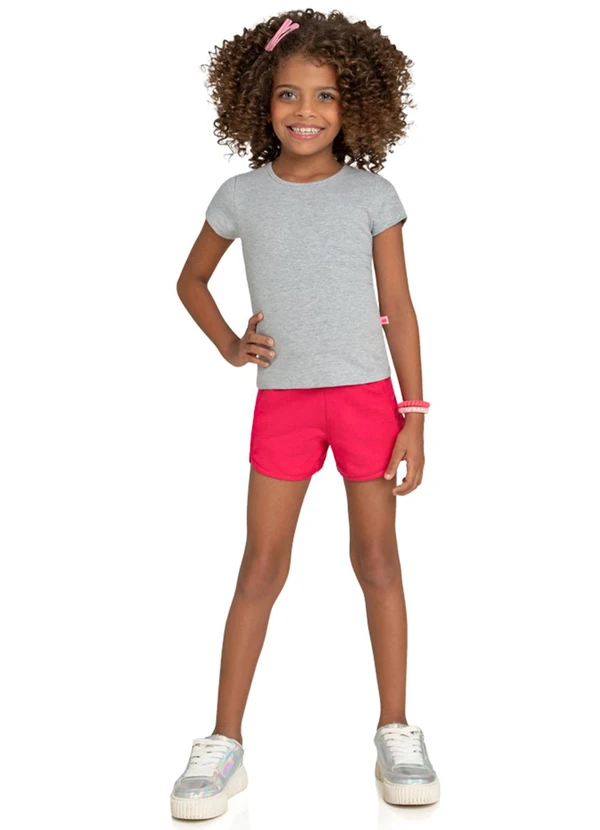 Marlan - Shorts Infantil em Moletinho Rosa 2