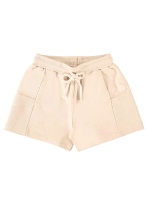 Up Baby - Shorts Infantil em Moletom Linho Bege - UP BABY
