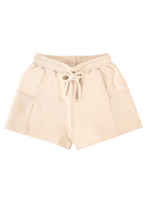 Up Baby - Shorts Infantil em Moletom Linho Bege