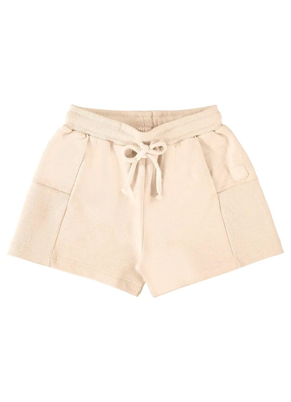 Up Baby - Shorts Infantil em Moletom Linho Bege