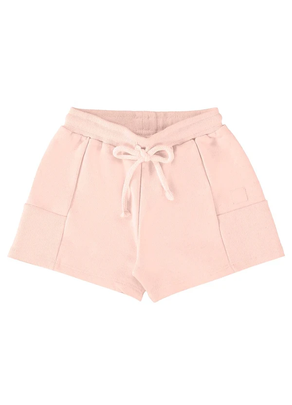 Up Baby - Shorts Infantil em Moletom Linho Rosa