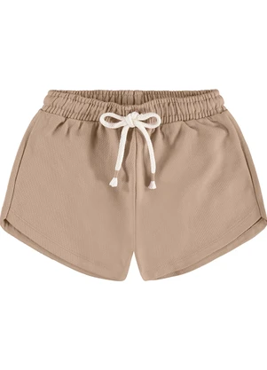 Rovi Kids - Shorts Infantil em Moletom Sarjado Marrom - ROVI KIDS