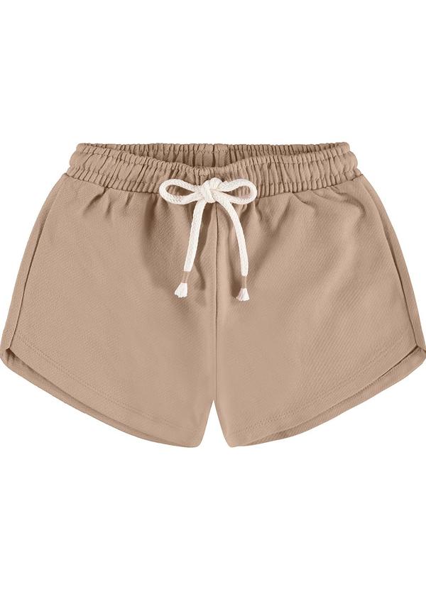 Rovi Kids - Shorts Infantil em Moletom Sarjado Marrom 1
