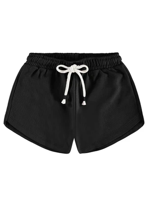 Rovi Kids - Shorts Infantil em Moletom Sarjado Preto - ROVI KIDS
