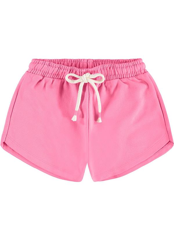 Rovi Kids - Shorts Infantil em Moletom Sarjado Rosa 1