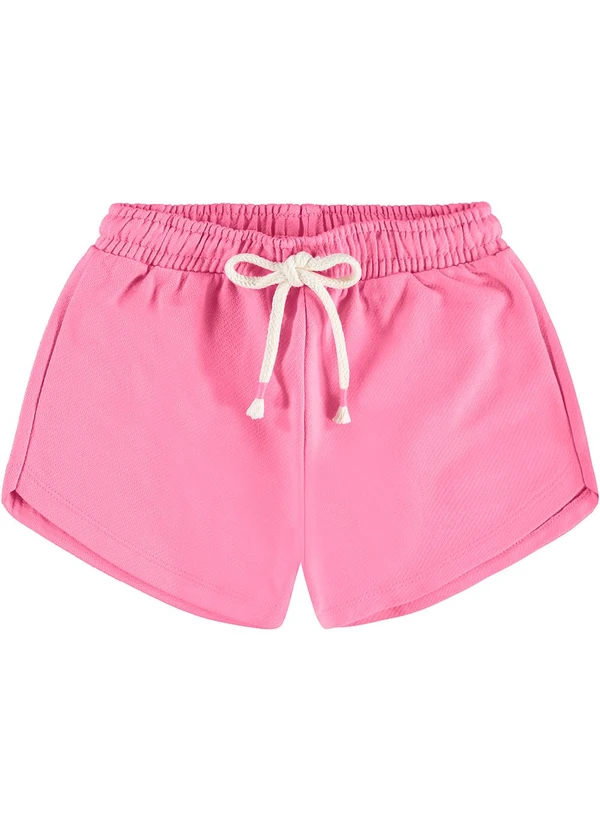 Rovi Kids - Shorts Infantil em Moletom Sarjado Rosa