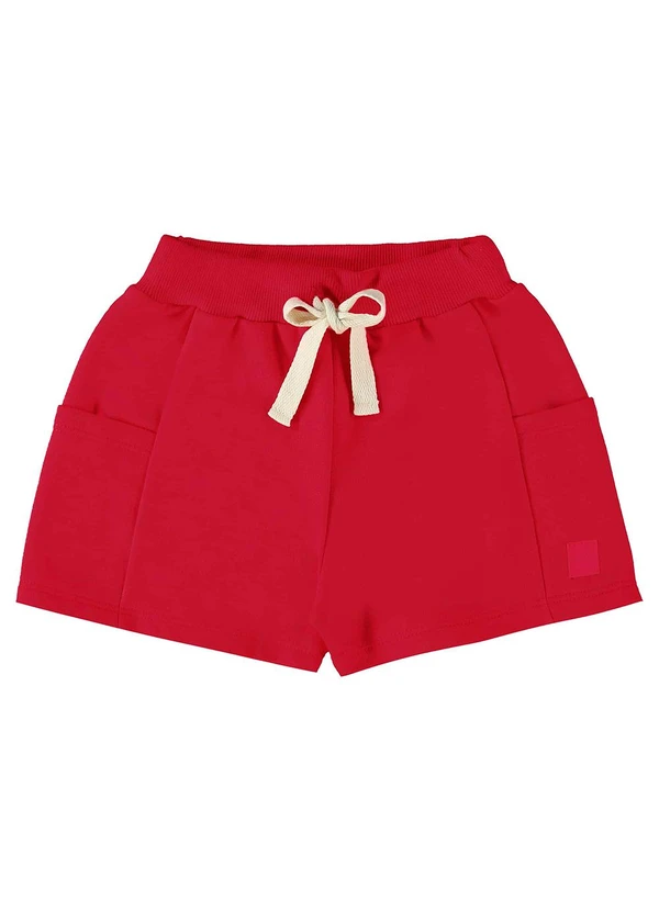 Up Baby - Shorts Infantil em Moletom Vermelho