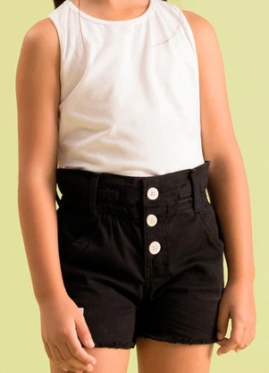 Bugbee - Shorts Infantil em Sarja Preto - BUGBEE