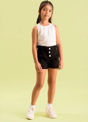 Bugbee - Shorts Infantil em Sarja Preto - BUGBEE