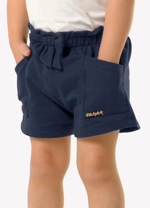 Trick Nick - Shorts Infantil Feminino Moletinho Azul - TRICK NICK