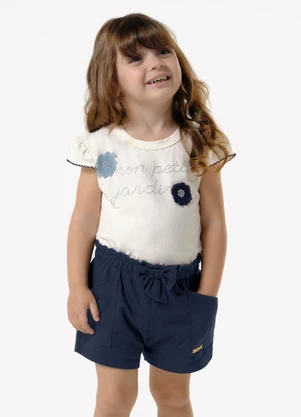 Trick Nick - Shorts Infantil Feminino Moletinho Azul - TRICK NICK