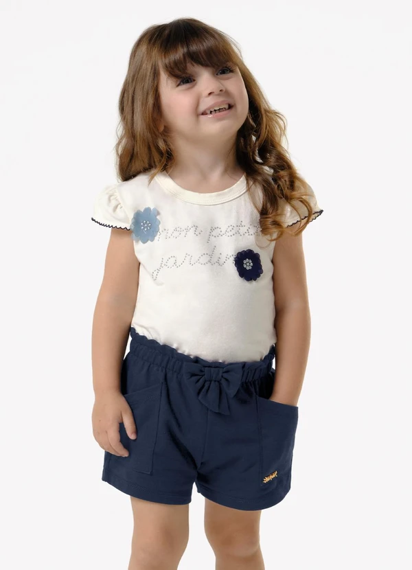 Trick Nick - Shorts Infantil Feminino Moletinho Azul