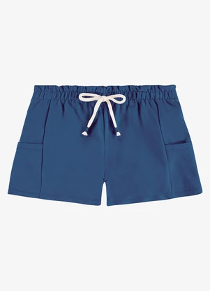 Rovi Kids - Shorts Infantil Feminino Moletom Azul - ROVI KIDS