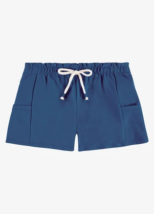 Rovi Kids - Shorts Infantil Feminino Moletom Azul - ROVI KIDS