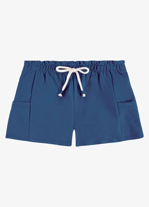 Rovi Kids - Shorts Infantil Feminino Moletom Azul - ROVI KIDS