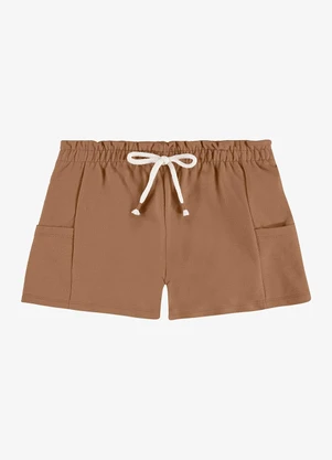 Rovi Kids - Shorts Infantil Feminino Moletom Marrom - ROVI KIDS