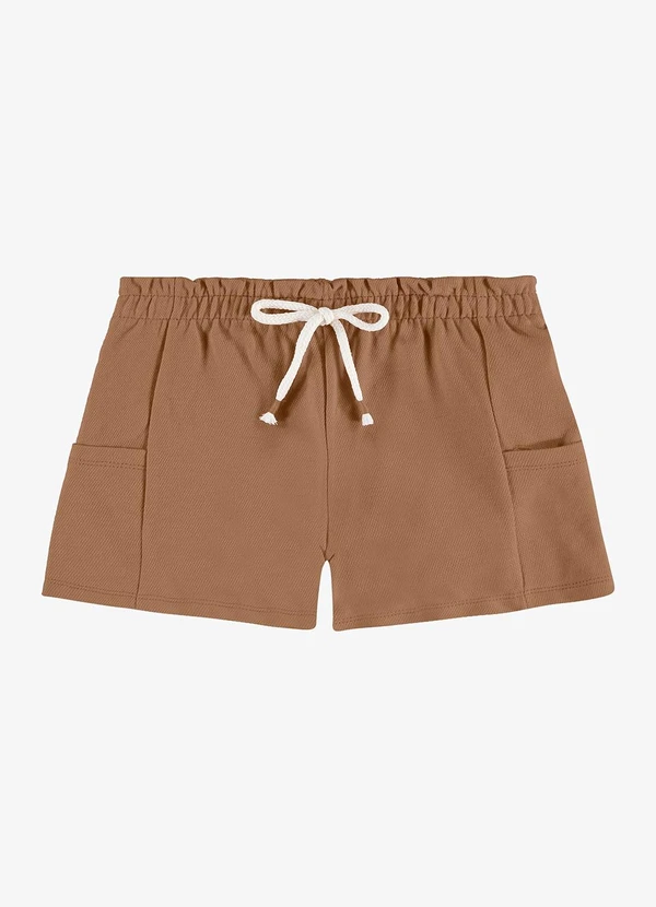 Rovi Kids - Shorts Infantil Feminino Moletom Marrom