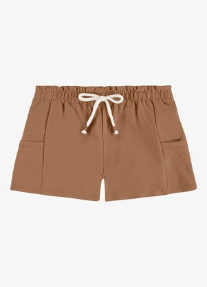 Rovi Kids - Shorts Infantil Feminino Moletom Marrom - ROVI KIDS