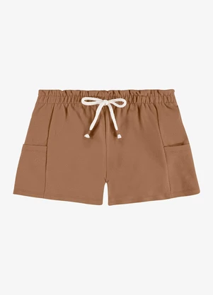 Rovi Kids - Shorts Infantil Feminino Moletom Marrom - ROVI KIDS