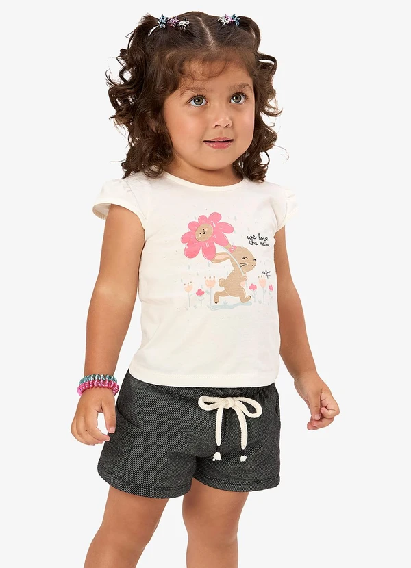 Rovi Kids - Shorts Infantil Feminino Moletom Preto