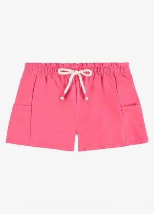 Rovi Kids - Shorts Infantil Feminino Moletom Rosa - ROVI KIDS
