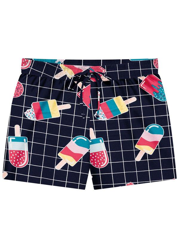 Alakazoo - Shorts Infantil Menina em Malha Estampado Azul 3