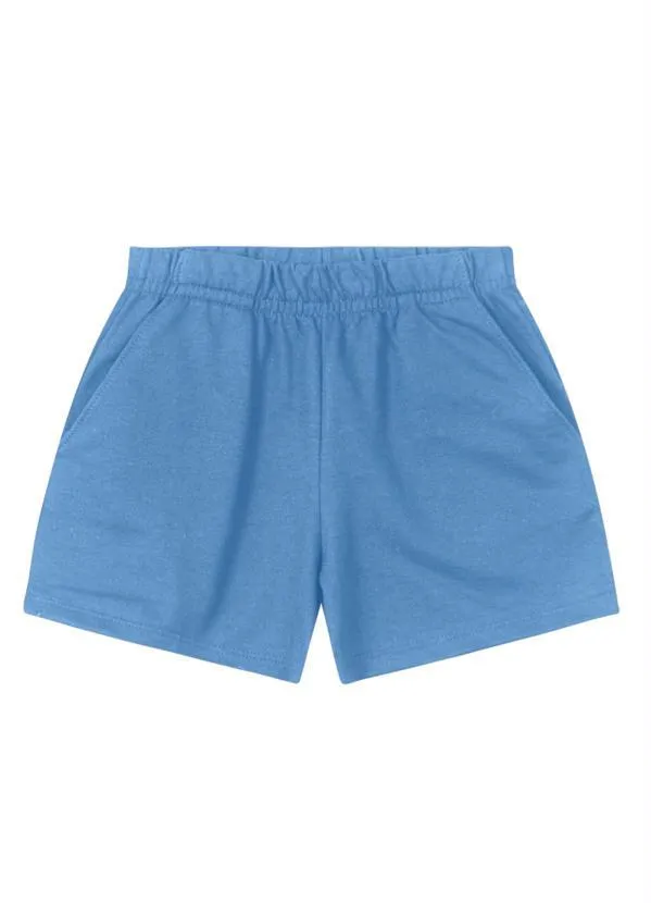 Brandili - Shorts Infantil Menina em Moletinho Azul 3