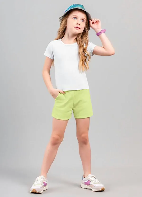 Brandili - Shorts Infantil Menina em Moletinho Verde 2