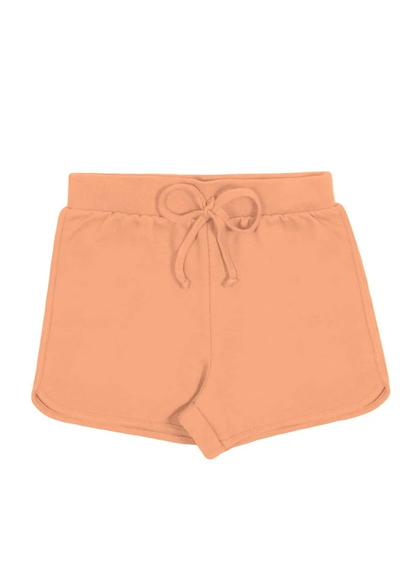 Alakazoo - Shorts Infantil Menina em Moletom Básico Laranja
