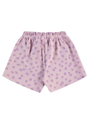 Guloseima - Shorts Infantil Menina em Ribana Roxo - GULOSEIMA