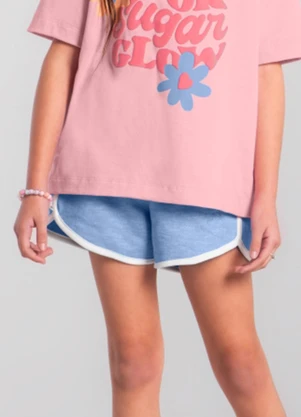 Brandili - Shorts Infantil Menina Moletinho Azul - BRANDILI