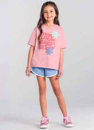 Brandili - Shorts Infantil Menina Moletinho Azul - BRANDILI